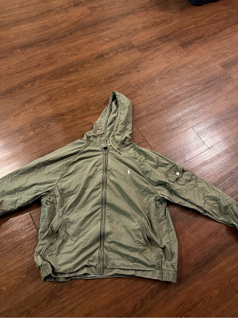 Ralph Lauren Olive Hooded Zip-Up Jacket Fleece
